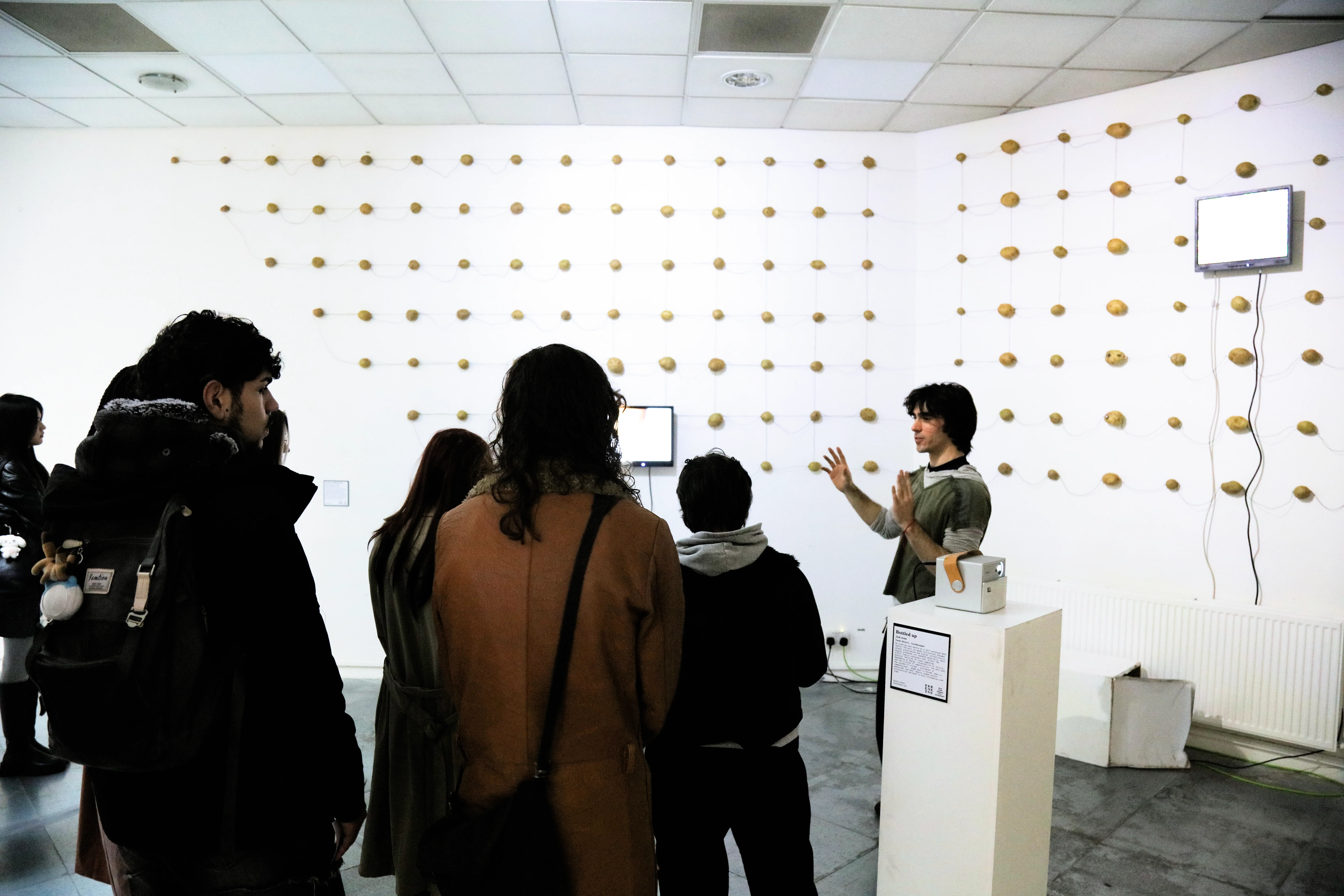 Installation view of i potato self-portrait (2026) by Nikos Antonio Kourous Vázquez